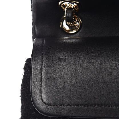 Chanel Tweed Lambskin Charms Embroidered Medium Double Flap Black 12 of 19