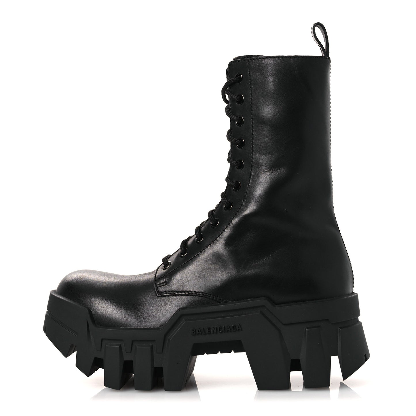 Calfskin Womens Bulldozer Lace Up Boots 38 Black