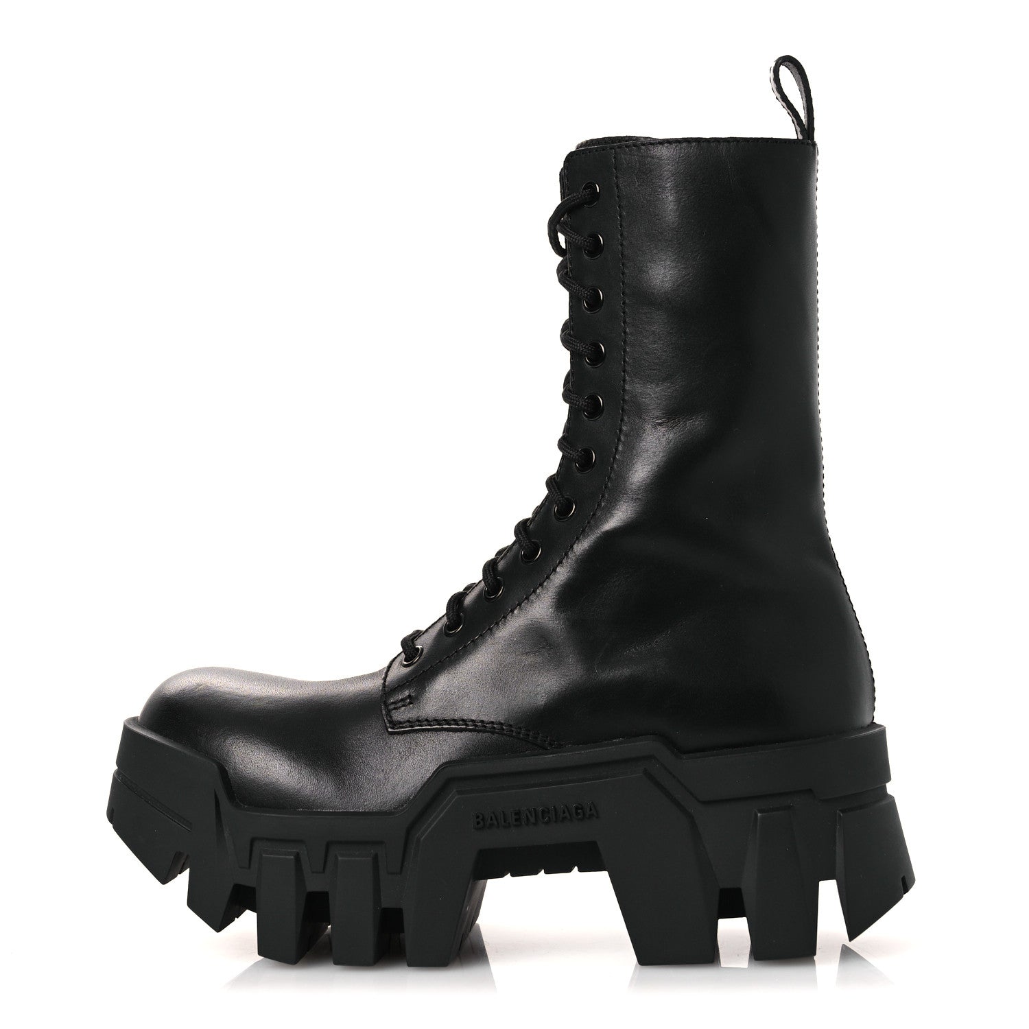 Balenciaga Calfskin Womens Bulldozer Lace Up Boots 38 Black 1 of 11