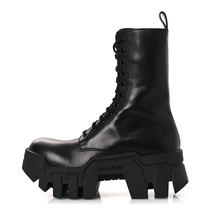 Balenciaga Calfskin Womens Bulldozer Lace Up Boots 38 Black 1 of 11
