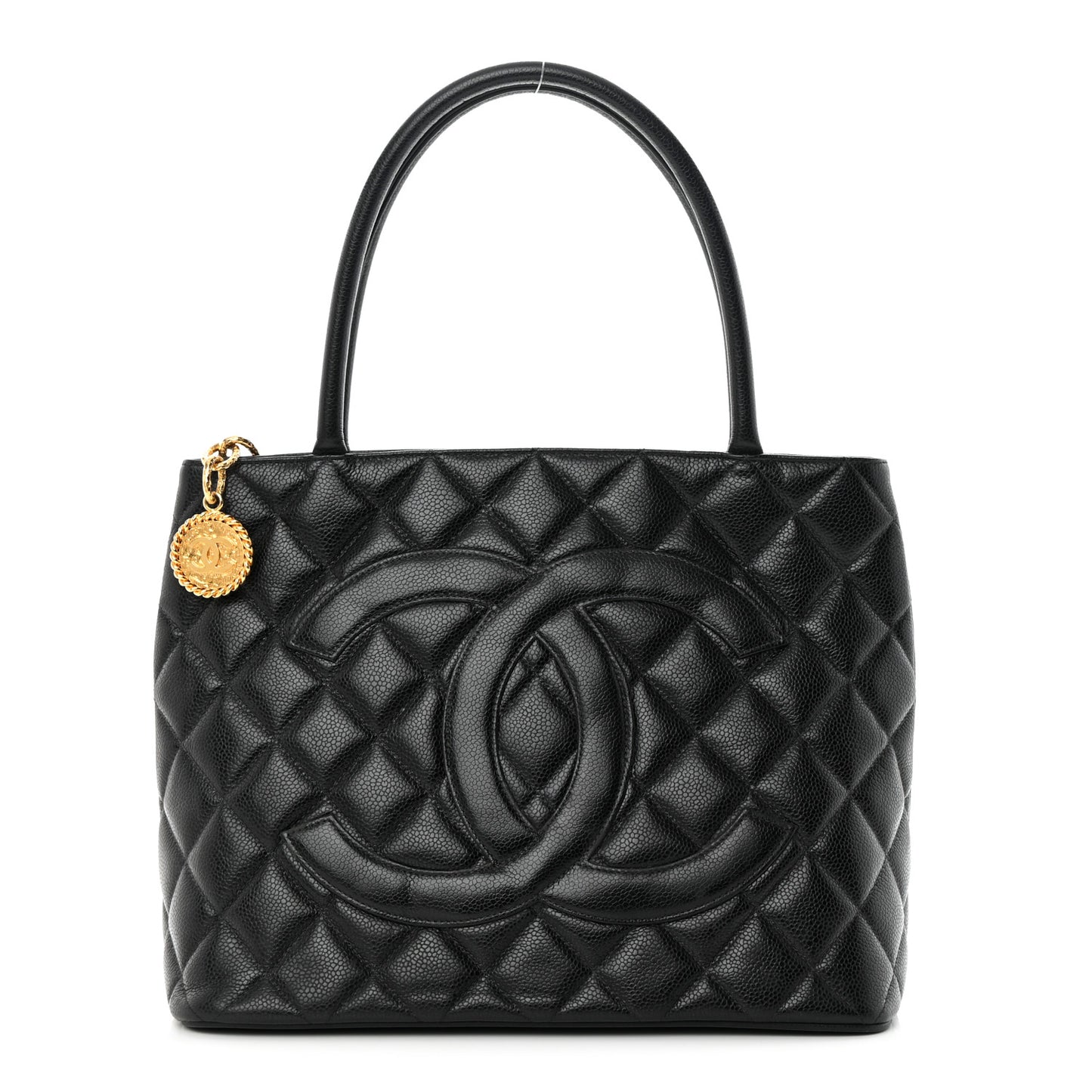 Caviar Quilted Medallion Tote Black