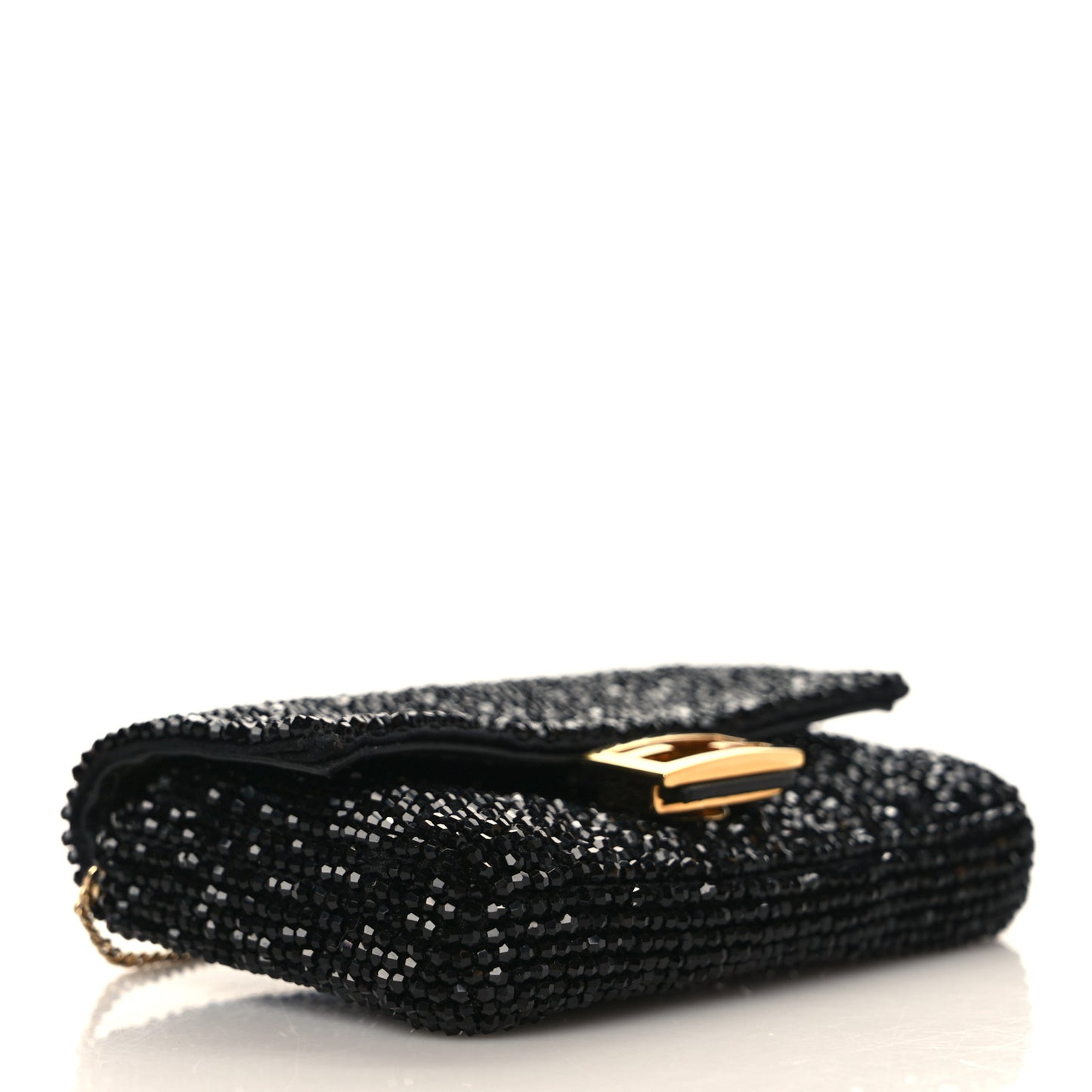 Crystal Vitello King Beaded Nano Baguette Charm Black