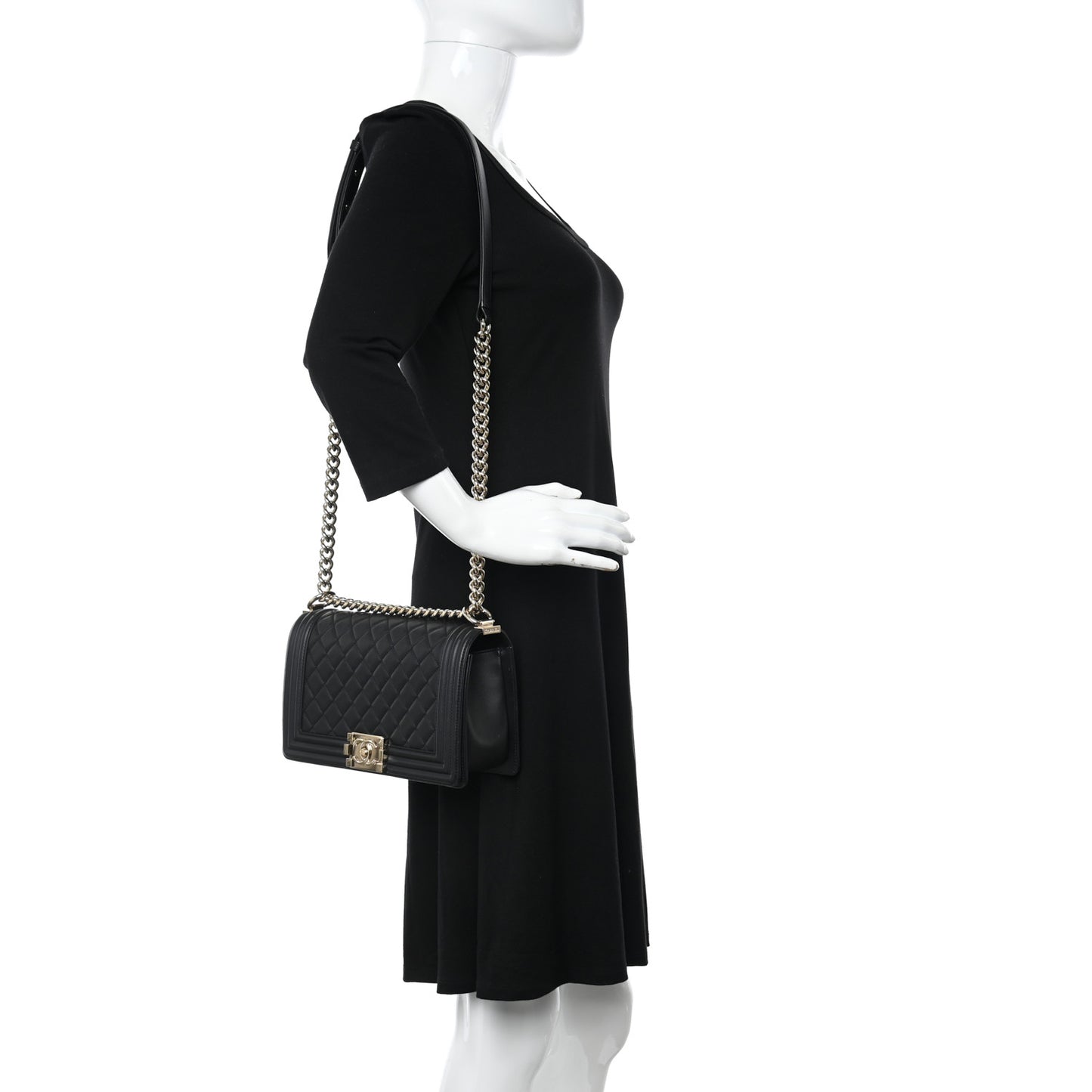 Calfskin Quilted Medium Boy Flap Black