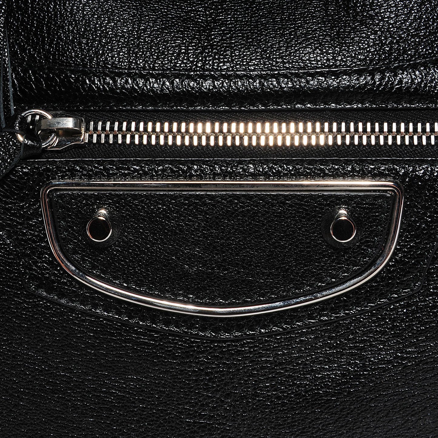 Chevre Silver Metallic Edge Hardware City Black