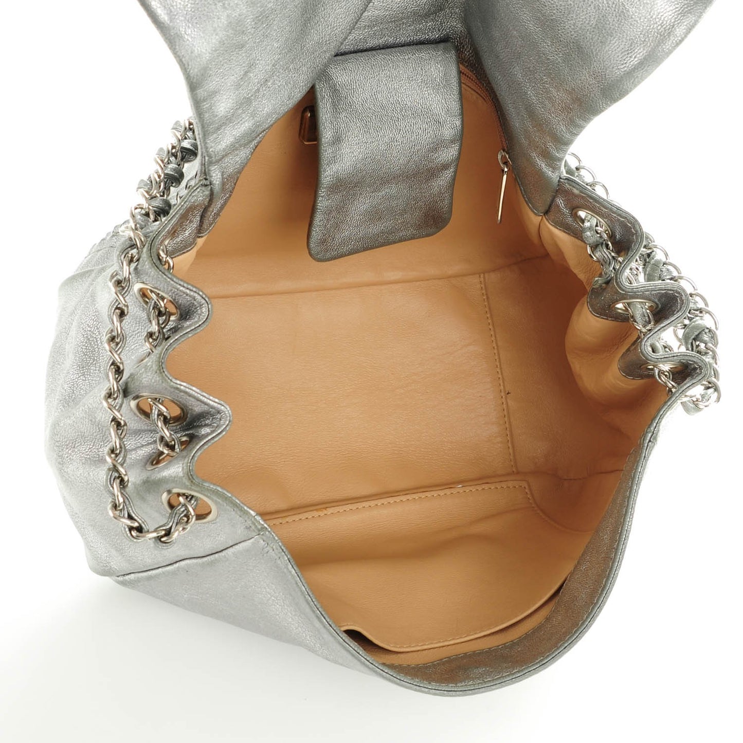 Metallic Goatskin Luxe Ligne Flap Silver
