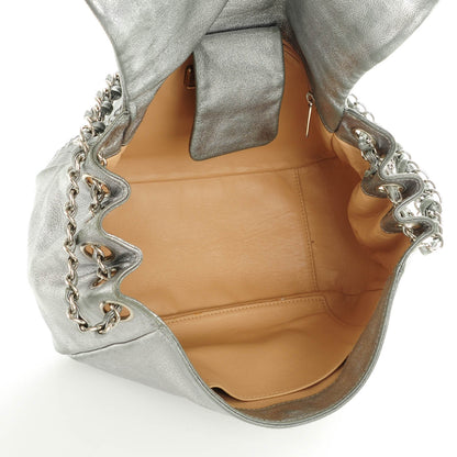 Chanel Metallic Goatskin Luxe Ligne Flap Silver 5 of 9