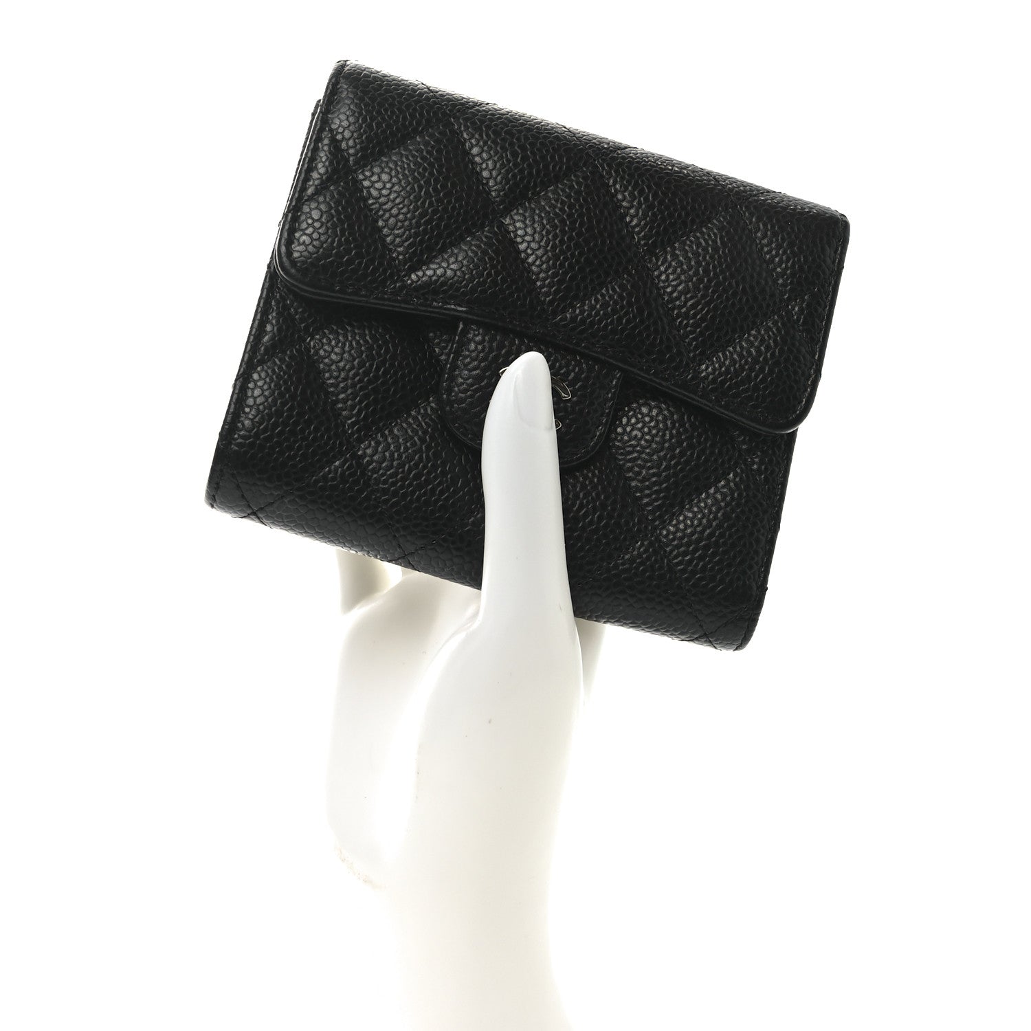 Chanel Caviar Quilted Compact Flap Wallet Black 2 of 9