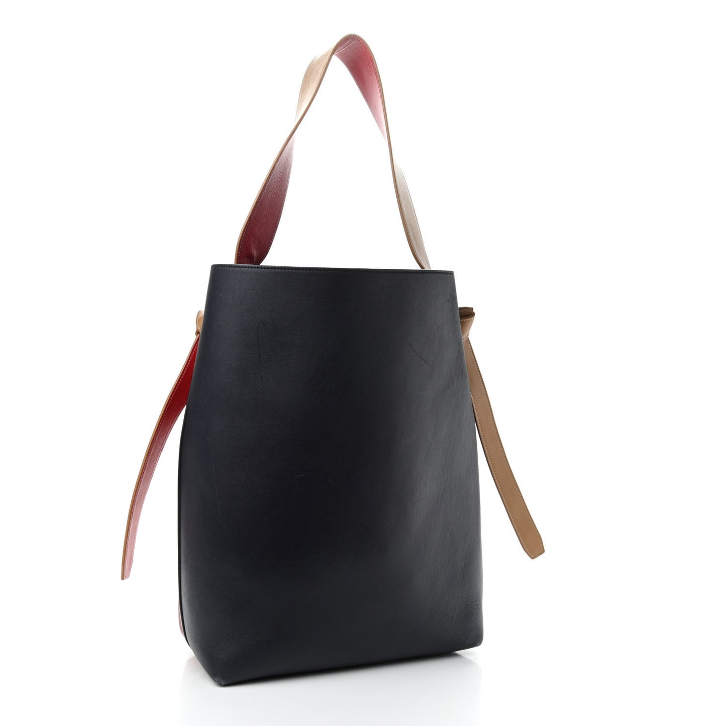 Shiny Smooth Calfskin Small Twisted Cabas Dark Ruby Navy