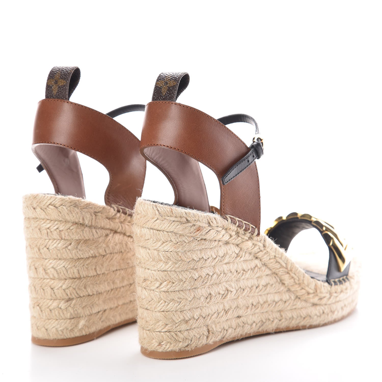 Louis Vuitton Calfskin Spring Hill Espadrille Wedge Sandals 40 Brown 4 of 7