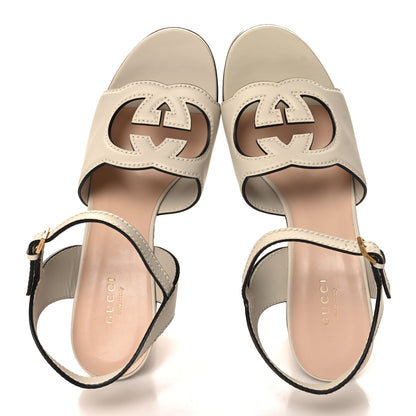 Gucci Cosmos Softy Calfskin Wooden Interlocking G Cut-Out 30/120mm Platform Sandals 40 Mystic White 2 of 9