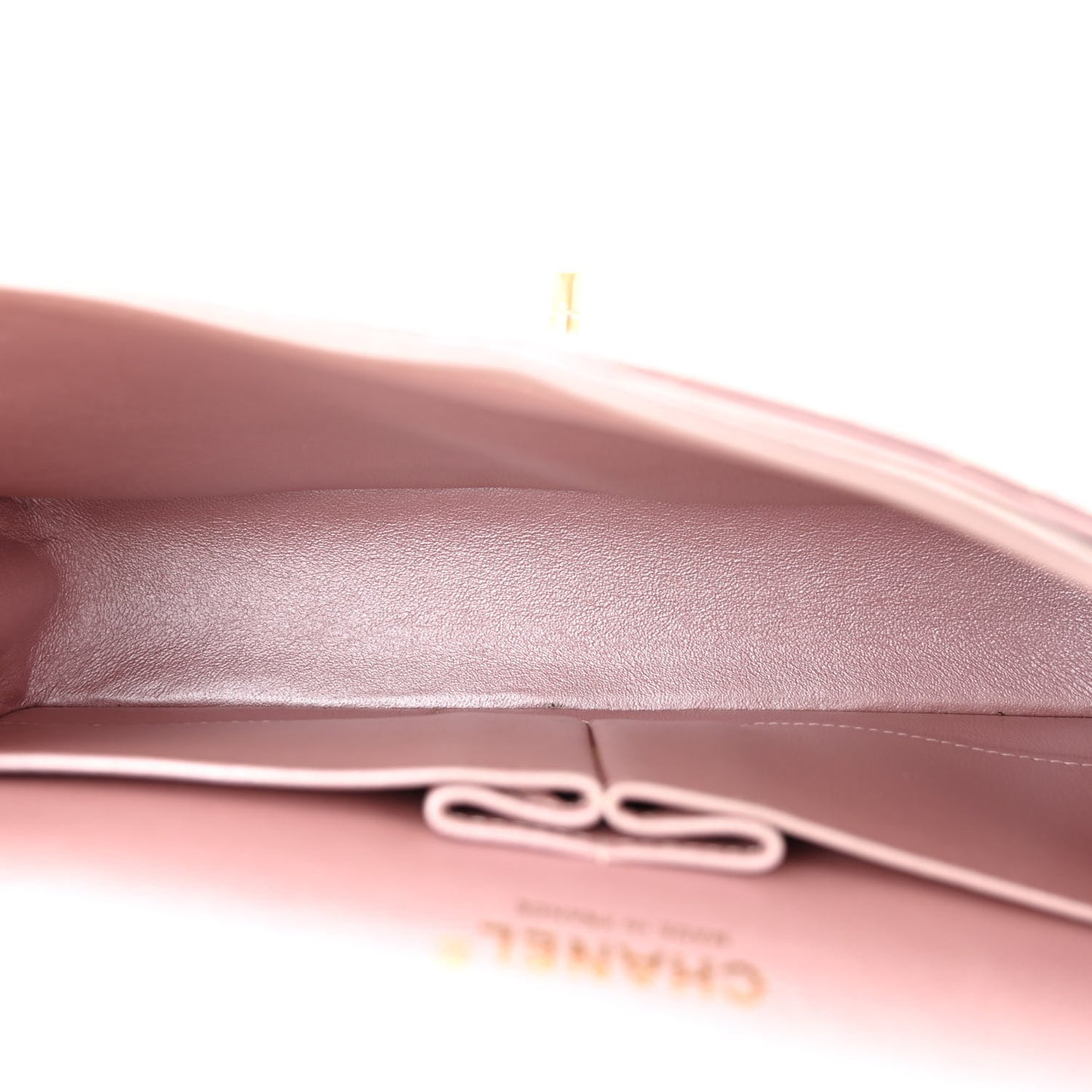 Iridescent Calfskin Quilted Medium Double Flap Light Pink