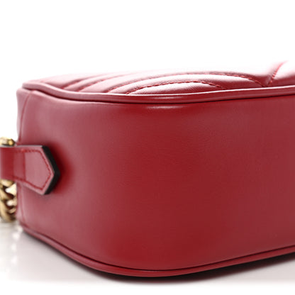 Gucci Calfskin Matelasse Small GG Marmont Chain Shoulder Bag Hibiscus Red 15 of 20