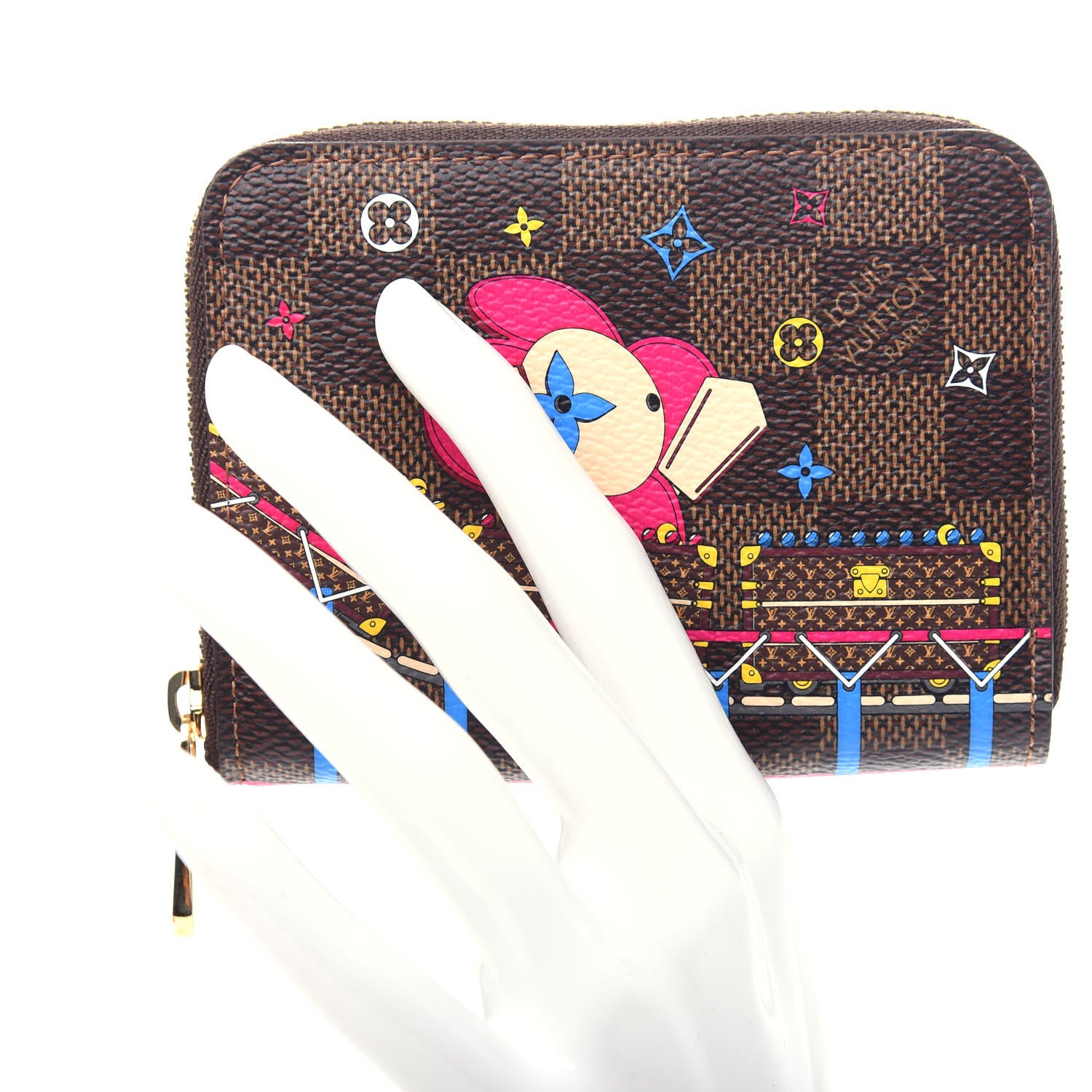 Louis Vuitton Damier Ebene 2020 Christmas Animation Roller Coaster Zippy Coin Purse Pivoine 2 of 8