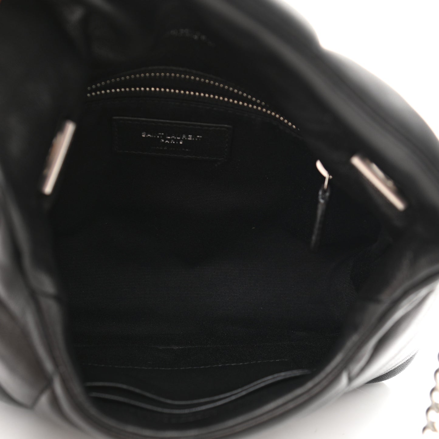 Lambskin Quilted Toy Loulou Puffer Monogram Chain Satchel Black