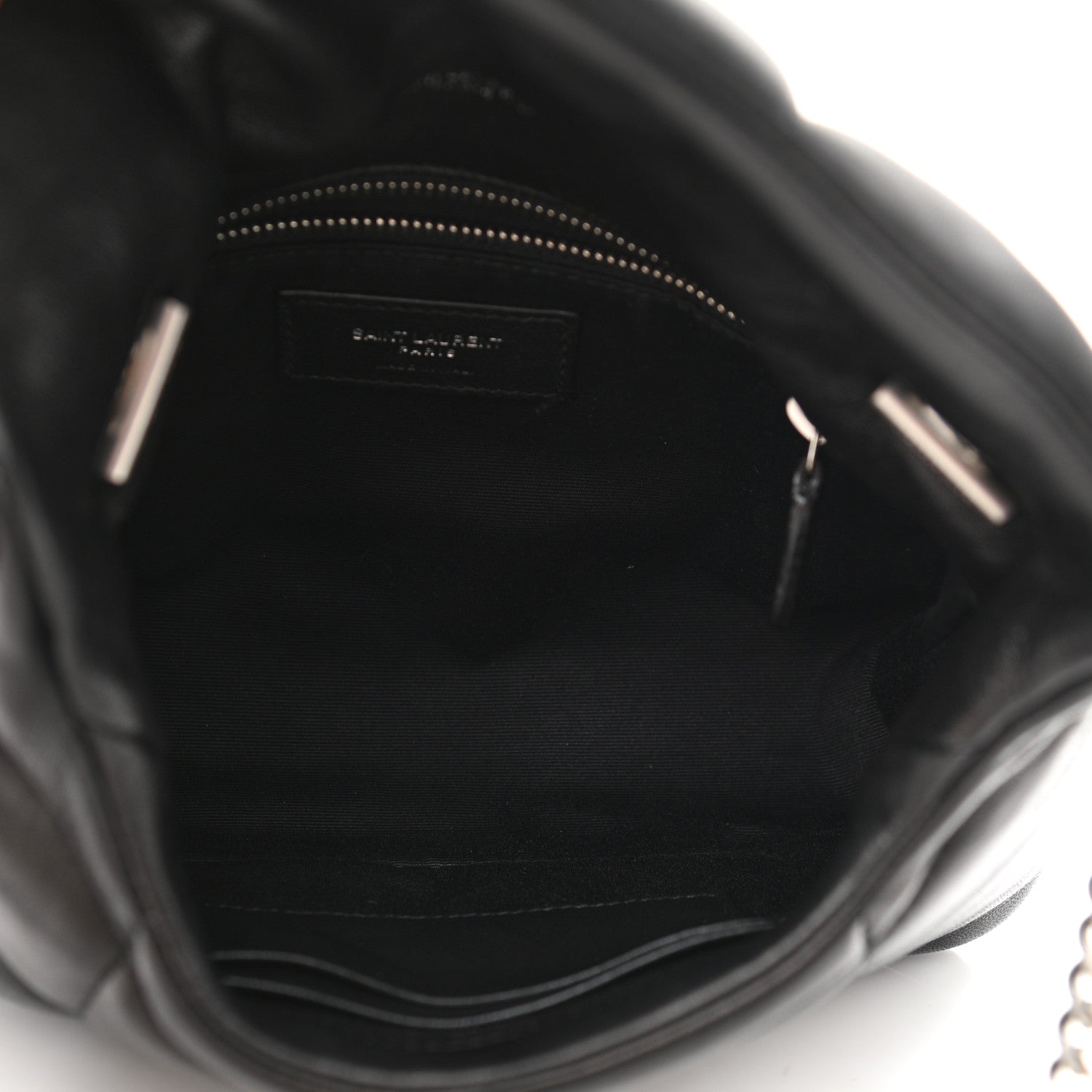 Saint Laurent Lambskin Quilted Toy Loulou Puffer Monogram Chain Satchel Black 5 of 16