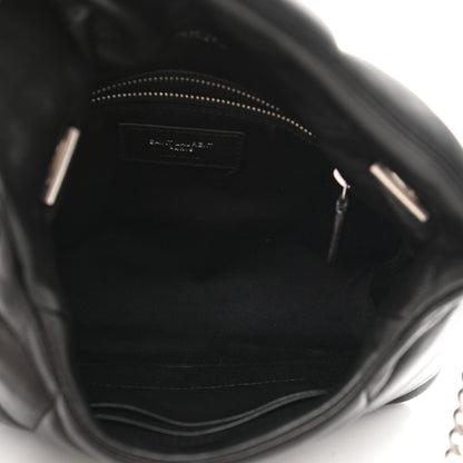 Saint Laurent Lambskin Quilted Toy Loulou Puffer Monogram Chain Satchel Black 5 of 16