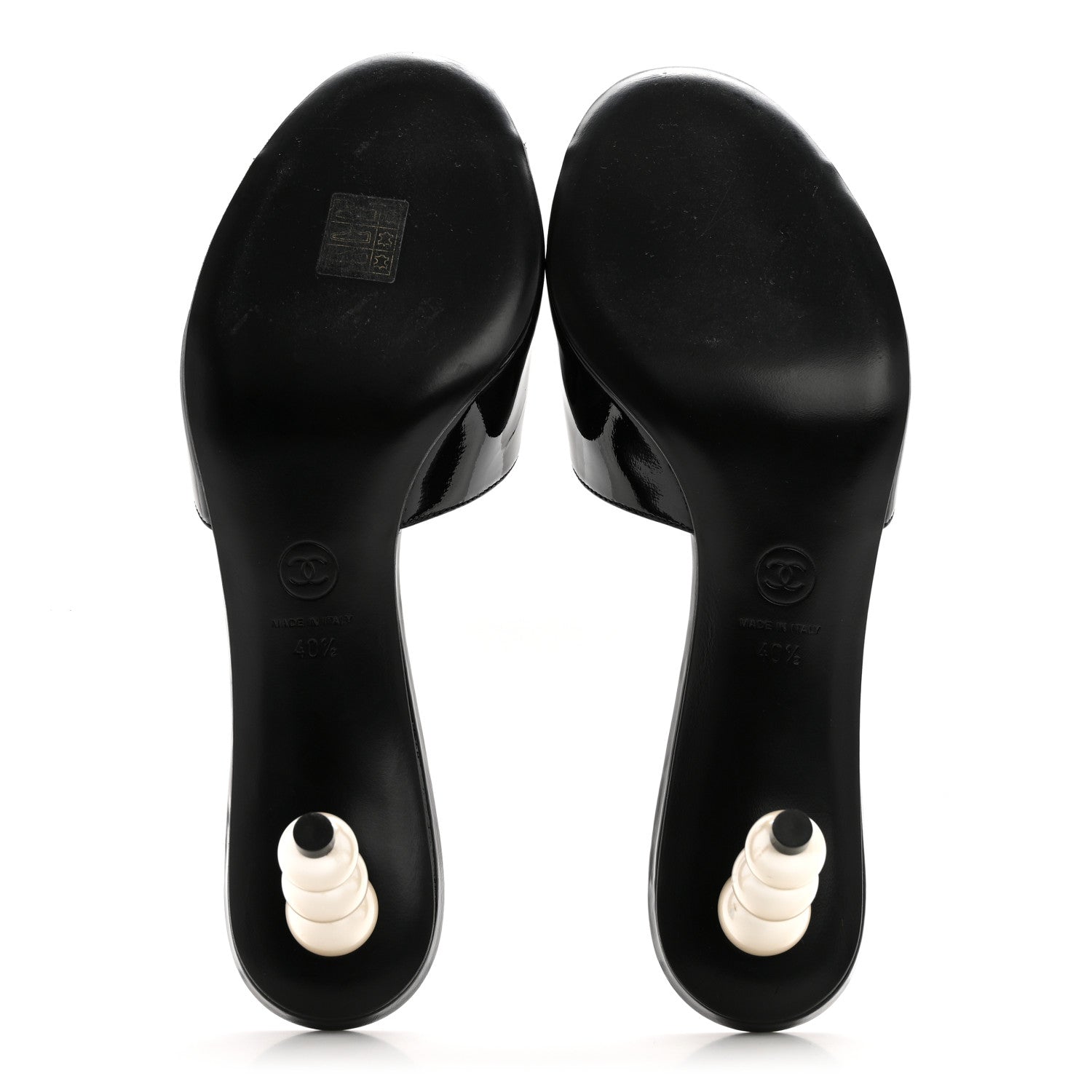 Chanel Patent Lambskin Pearl Mules 40.5 Black 5 of 13