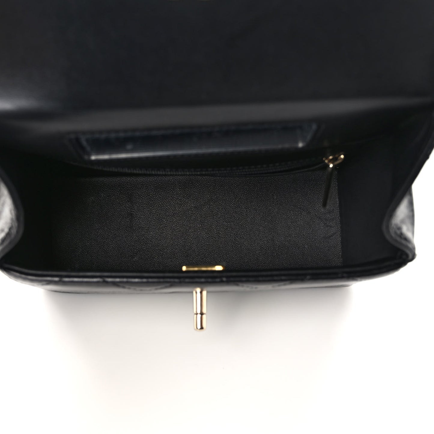 Shiny Calfskin Quilted Small CC Top Handle Box Bag Black