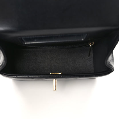 Chanel Shiny Calfskin Quilted Small CC Top Handle Box Bag Black 5 of 10