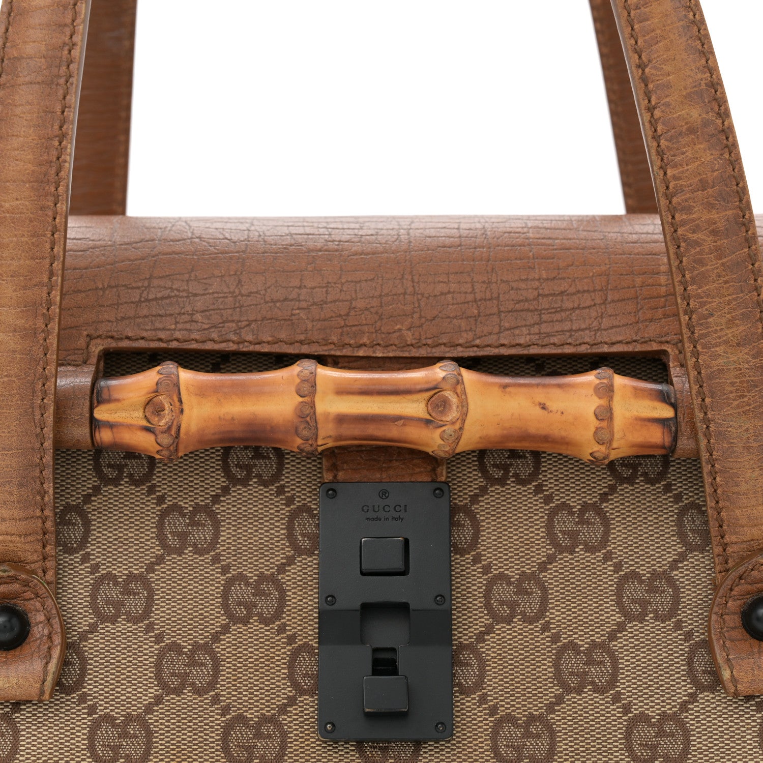 Gucci Monogram Bamboo Bullet Satchel Brown 8 of 13