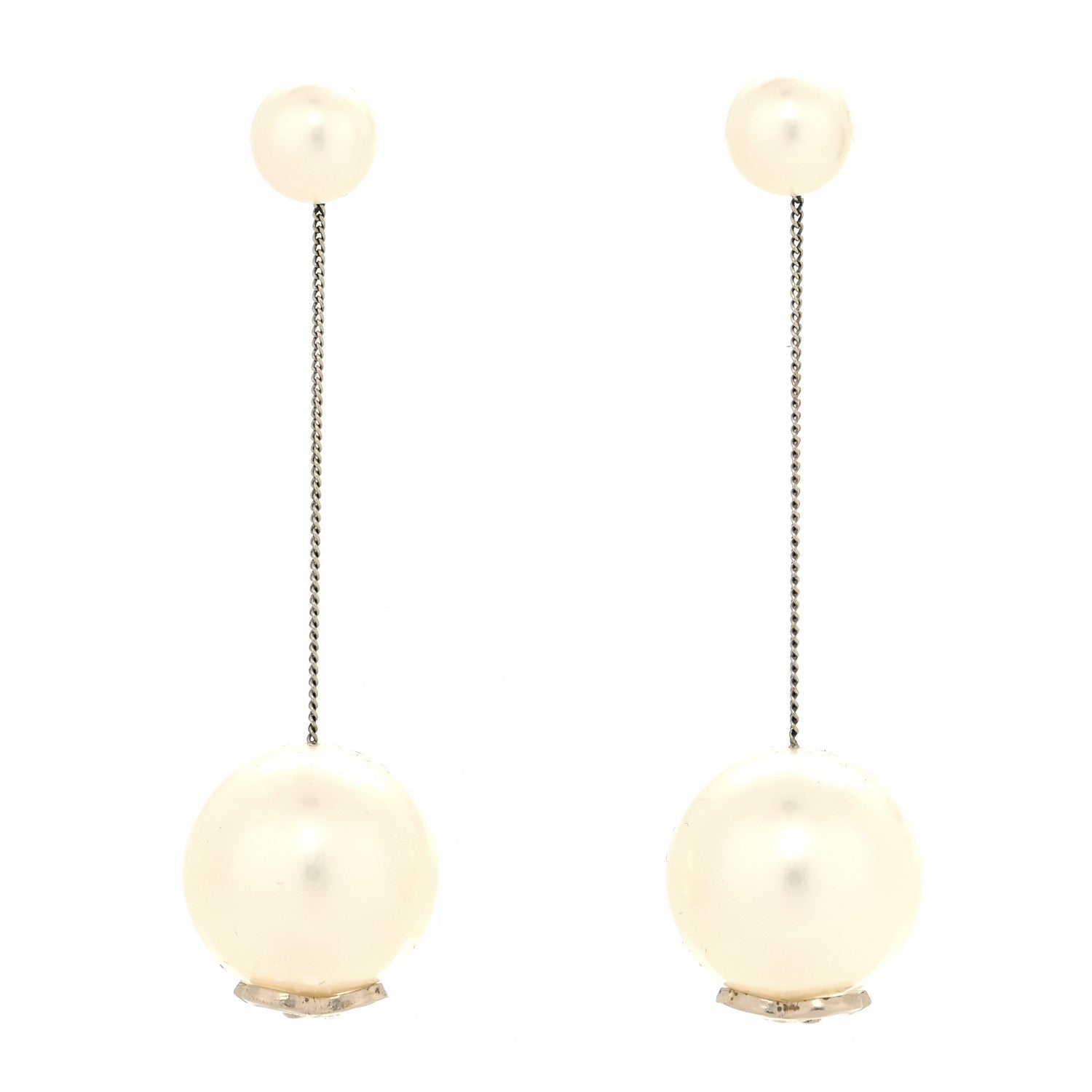 Chanel Pearl CC Chain Drop Earrings Gold 1 of 3