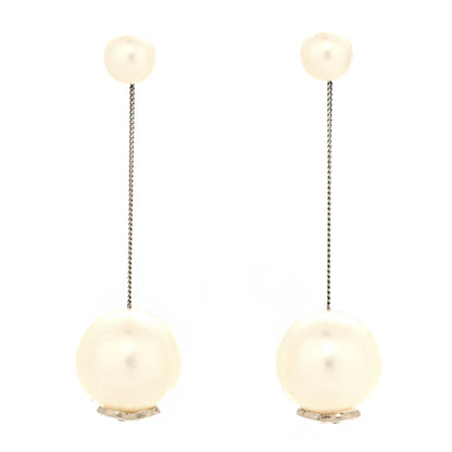 Chanel Pearl CC Chain Drop Earrings Gold 1 of 3