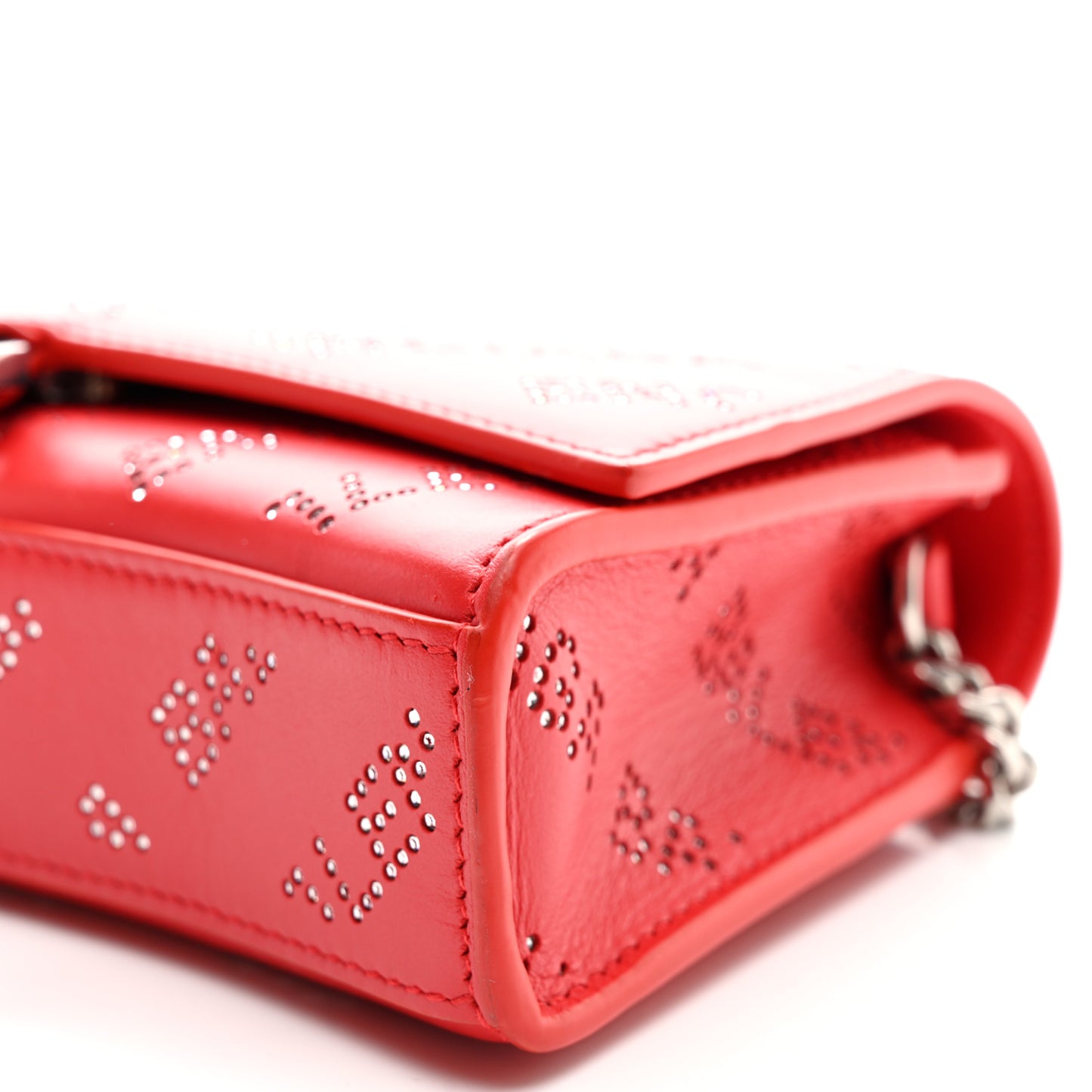 Metallic Smooth Calfskin Crystal Diagonal Allover Logo Hourglass Wallet Flame