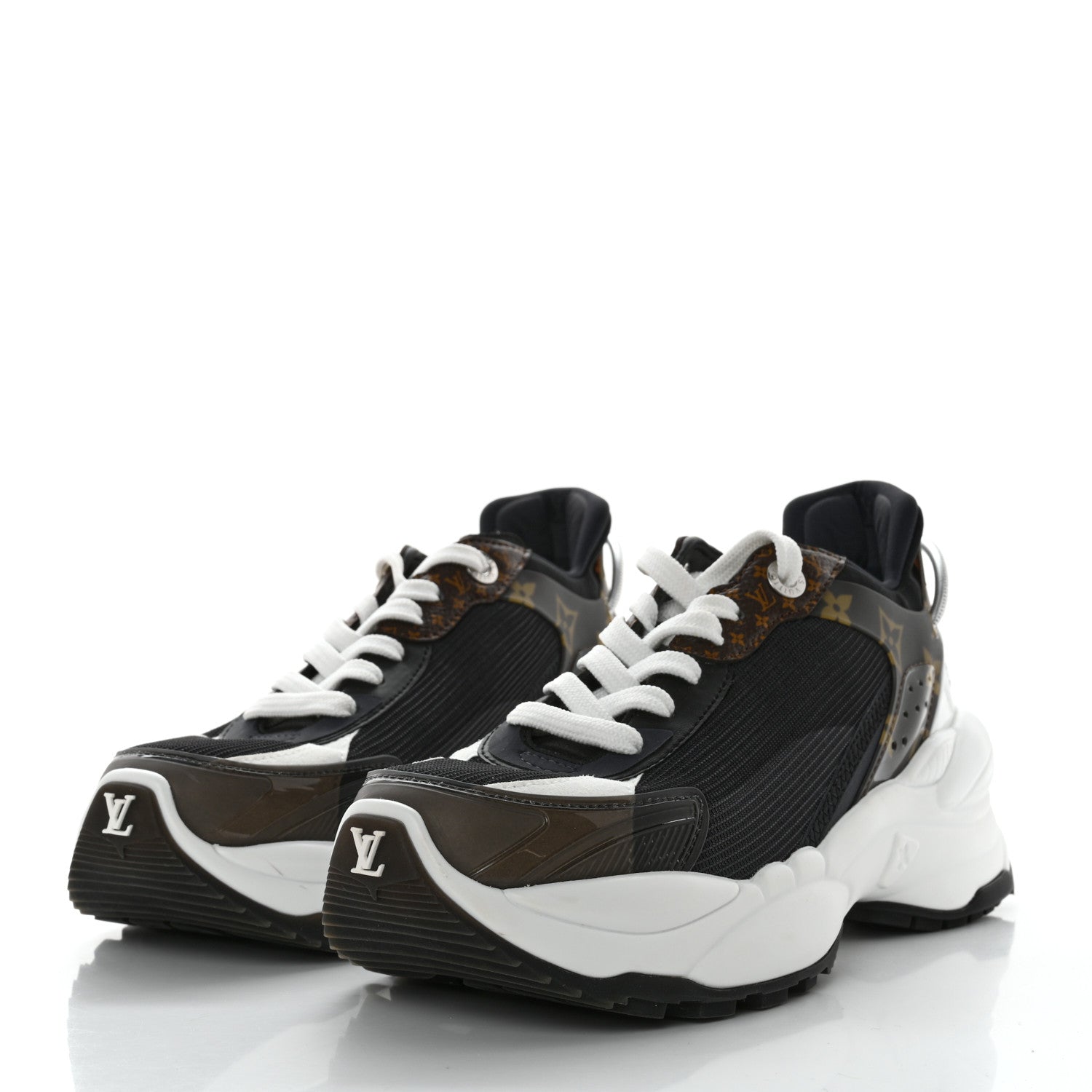 Louis Vuitton Monogram Calfskin Run 55 Sneakers 38 Black 3 of 9