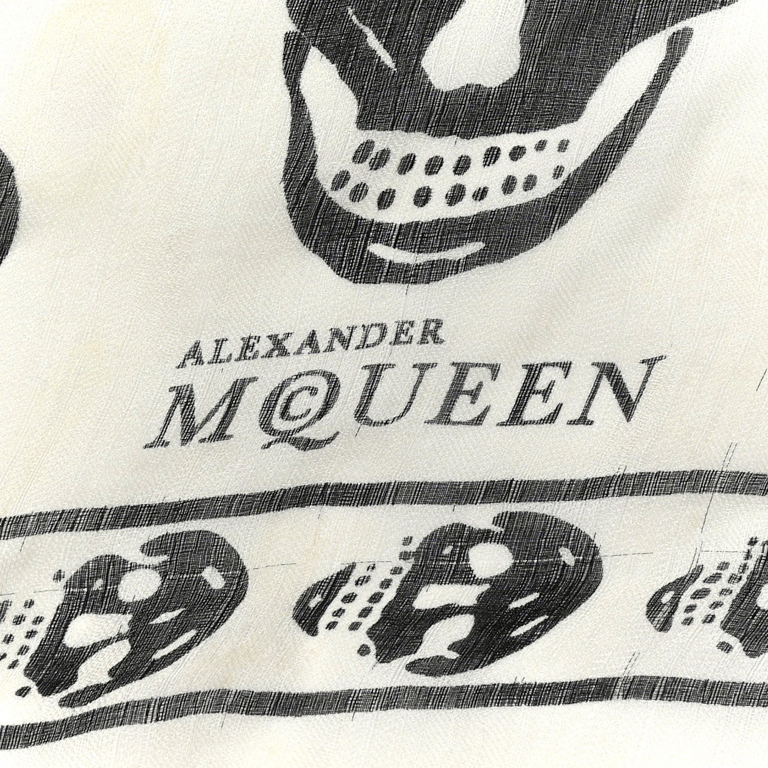 Alexander McQueen Silk Chiffon Skull Scarf Ivory Black 2 of 7