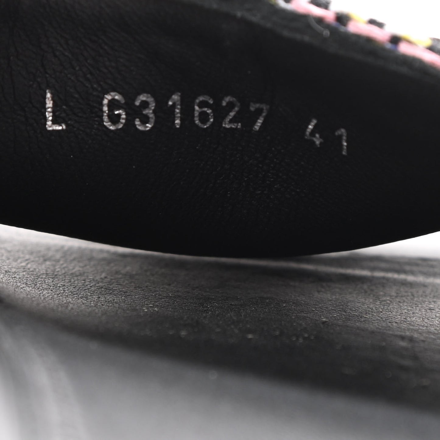 Tweed Lambskin Chain Flat Sandals 41 Black Multicolor