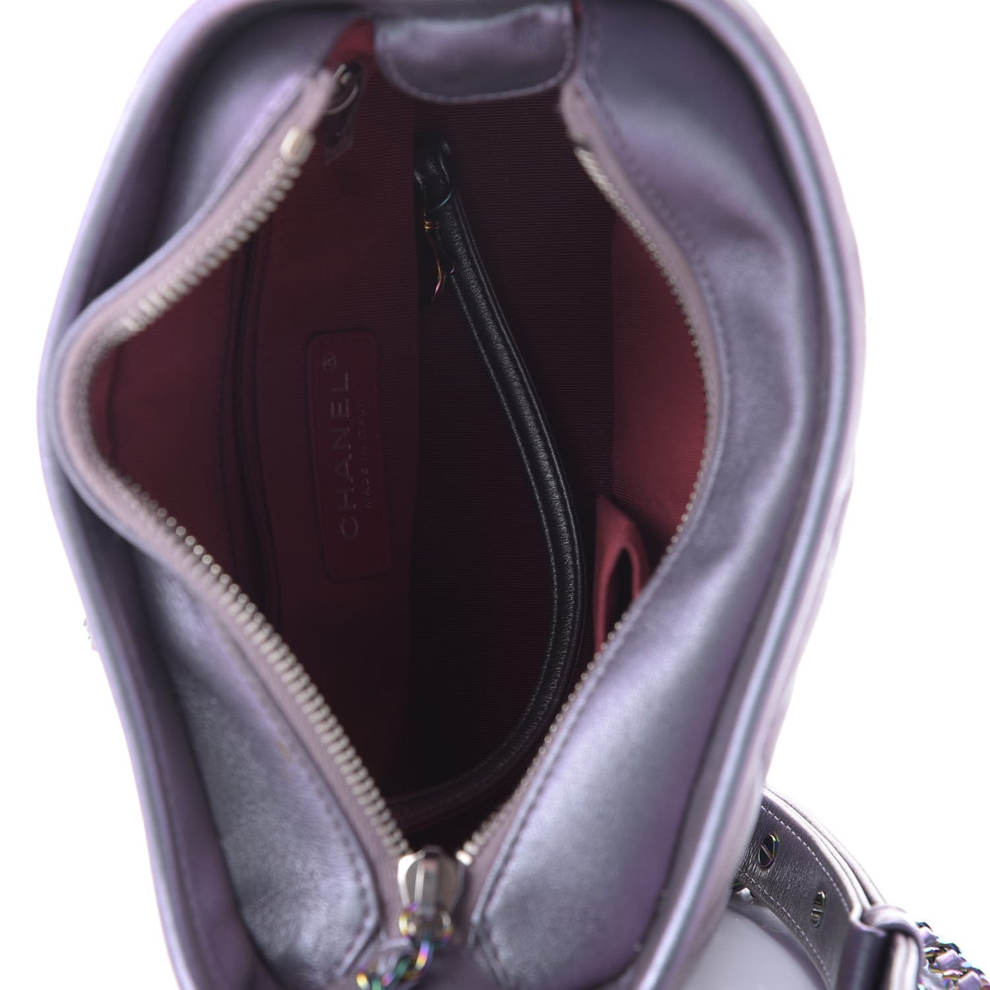 Iridescent Lambskin Calfskin Quilted Small Gabrielle Hobo Light Purple