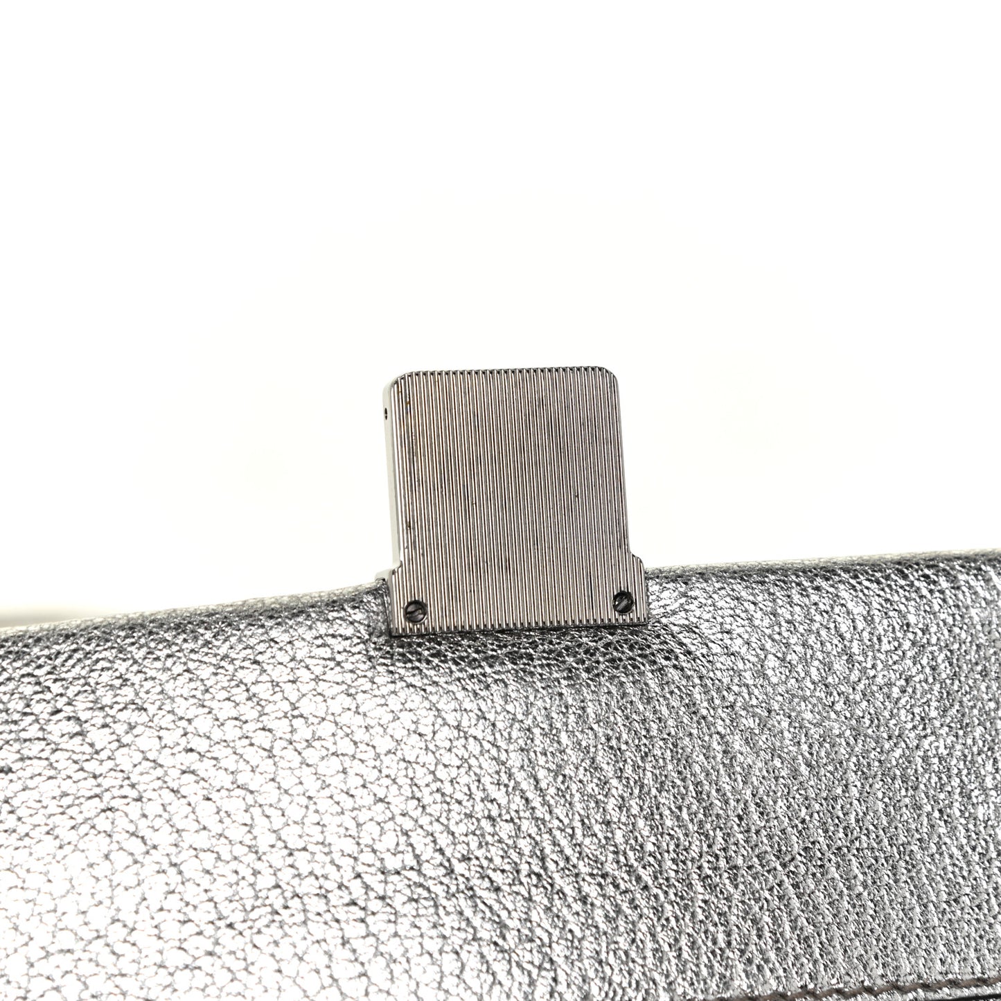 Metallic Goatskin Bandoliera Madras Shoulder Bag Chrome