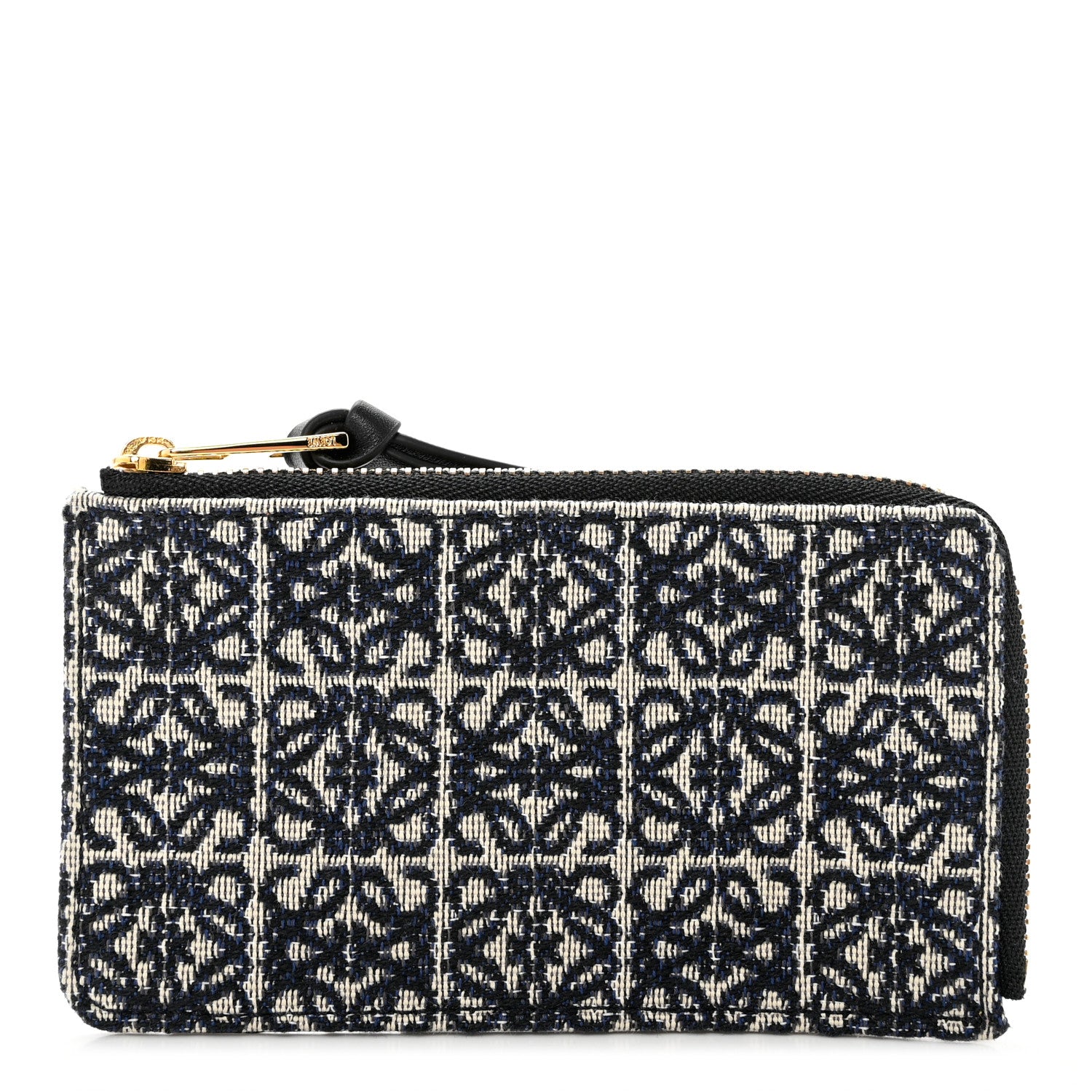Loewe Canvas Jacquard Calfskin Anagram Coin Card Holder Navy Black 1 of 8