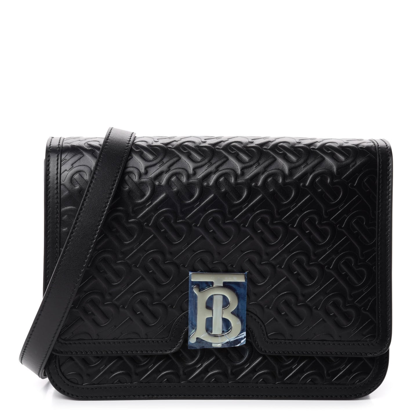 Calfskin Monogram Embossed Medium TB Bag Black