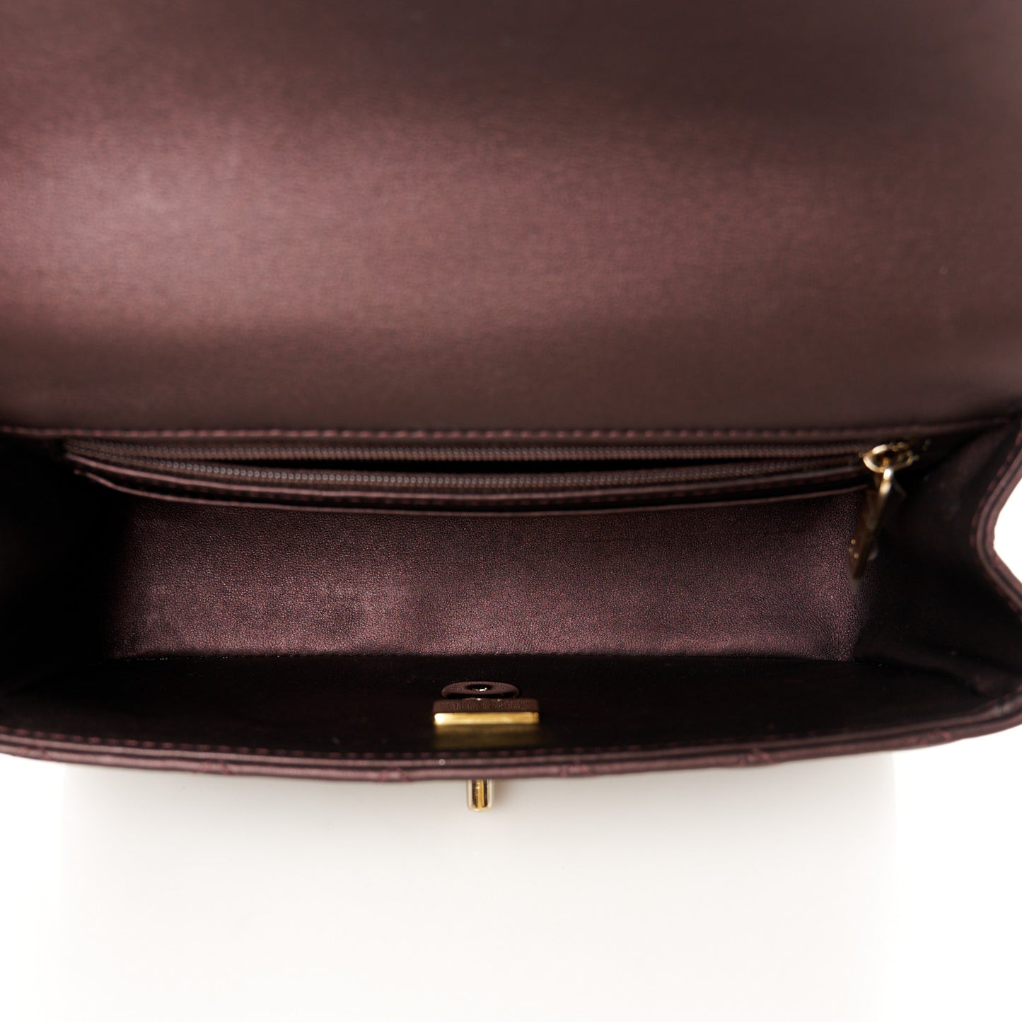 Iridescent Lambskin Quilted Mini Top Handle Rectangular Flap Burgundy