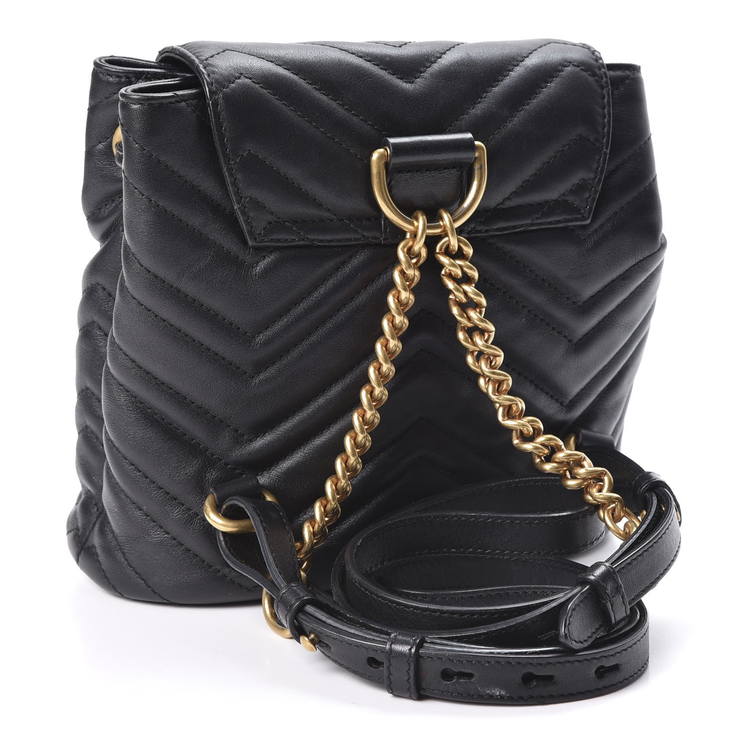 Gucci Calfskin Matelasse GG Marmont Flap Backpack Black 2 of 11