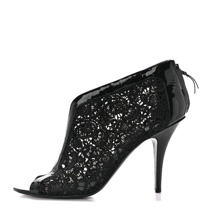 Givenchy Patent Emboirdered Peep Toe Ankle Booties 41 Black 1 of 8
