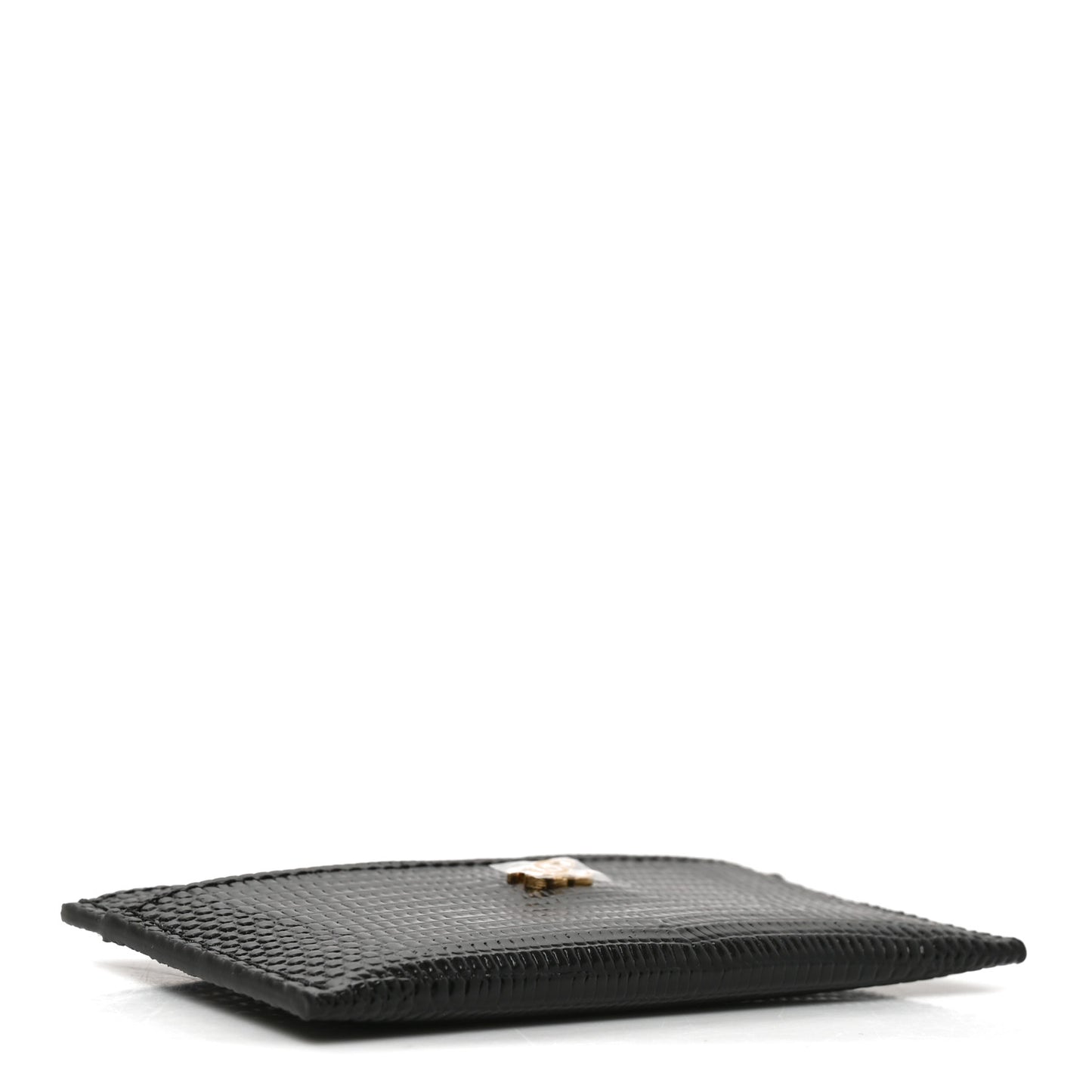 Calfskin Lizard Embossed Card Holder Black