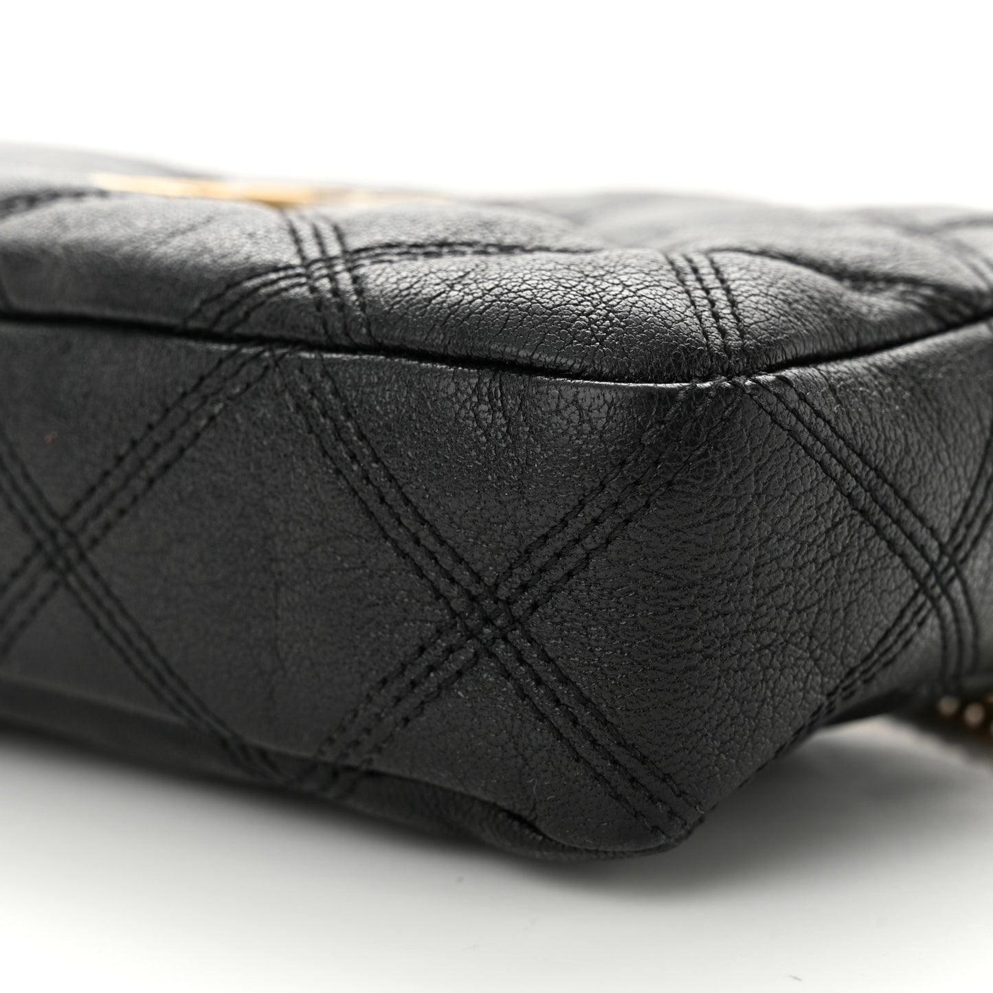 Grained Lambskin Quilted Mini Becky Double Zip Bag Black
