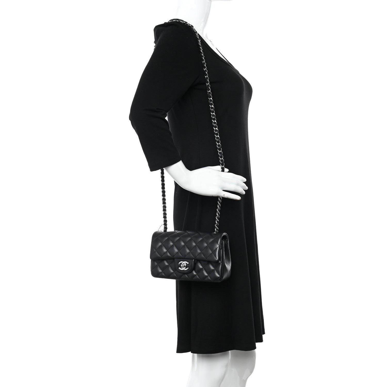 Chanel Lambskin Quilted Mini Rectangular Flap Black 2 of 11