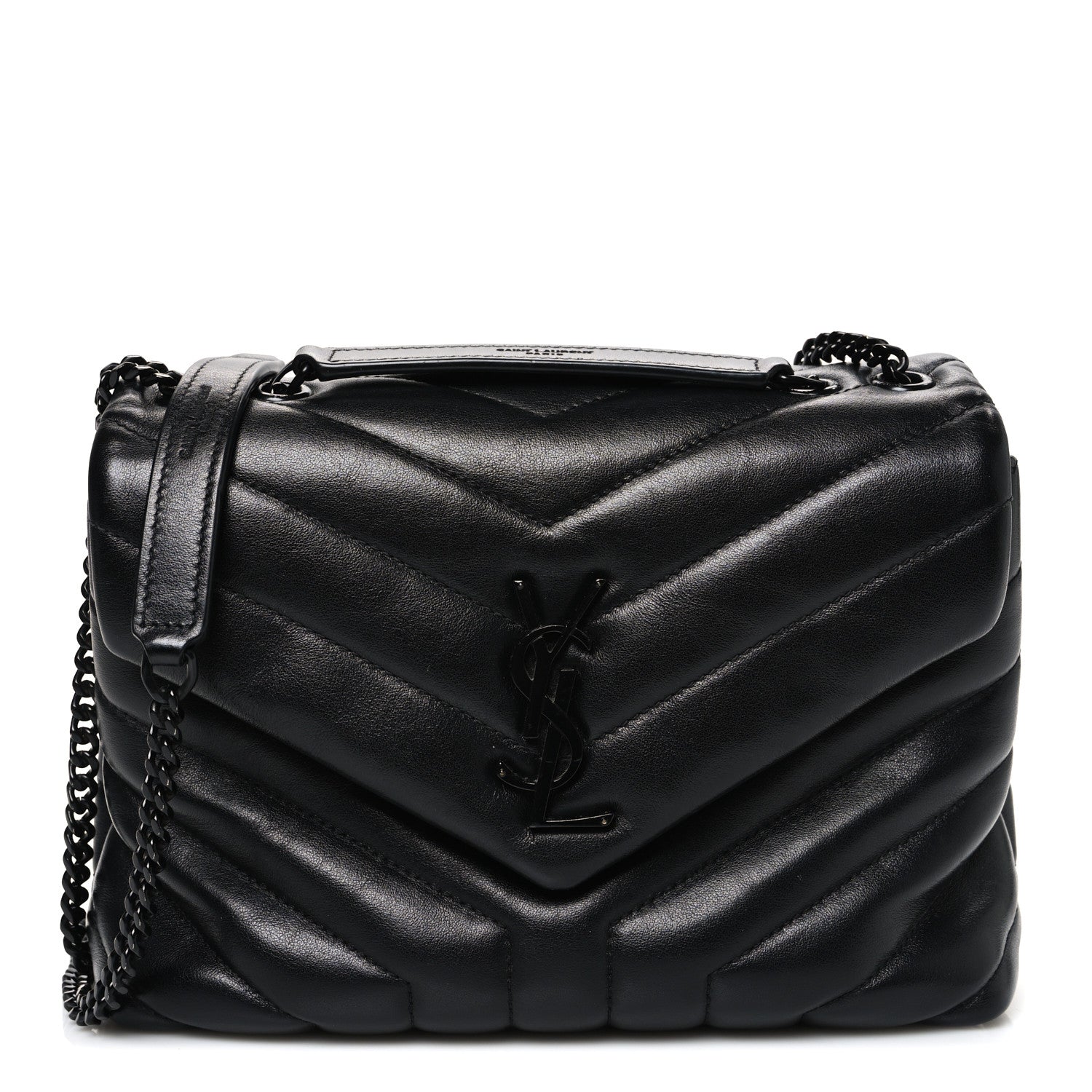 Saint Laurent Calfskin Y Quilted Monogram Monochrome Small Loulou Chain Satchel Black 1 of 10