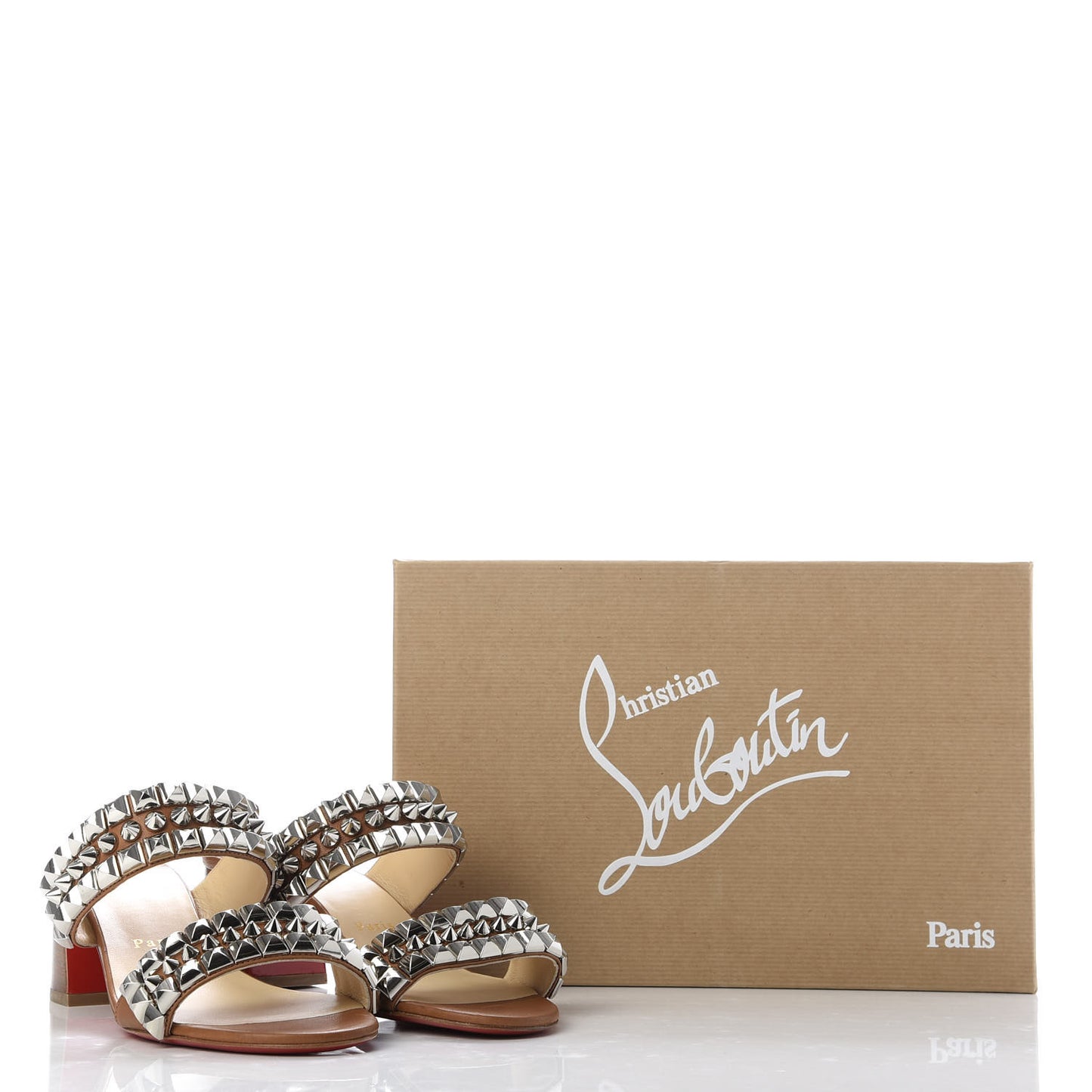 Calfskin Studded Tina Goes Mad 55 Slide Sandals 39.5 Cuoio