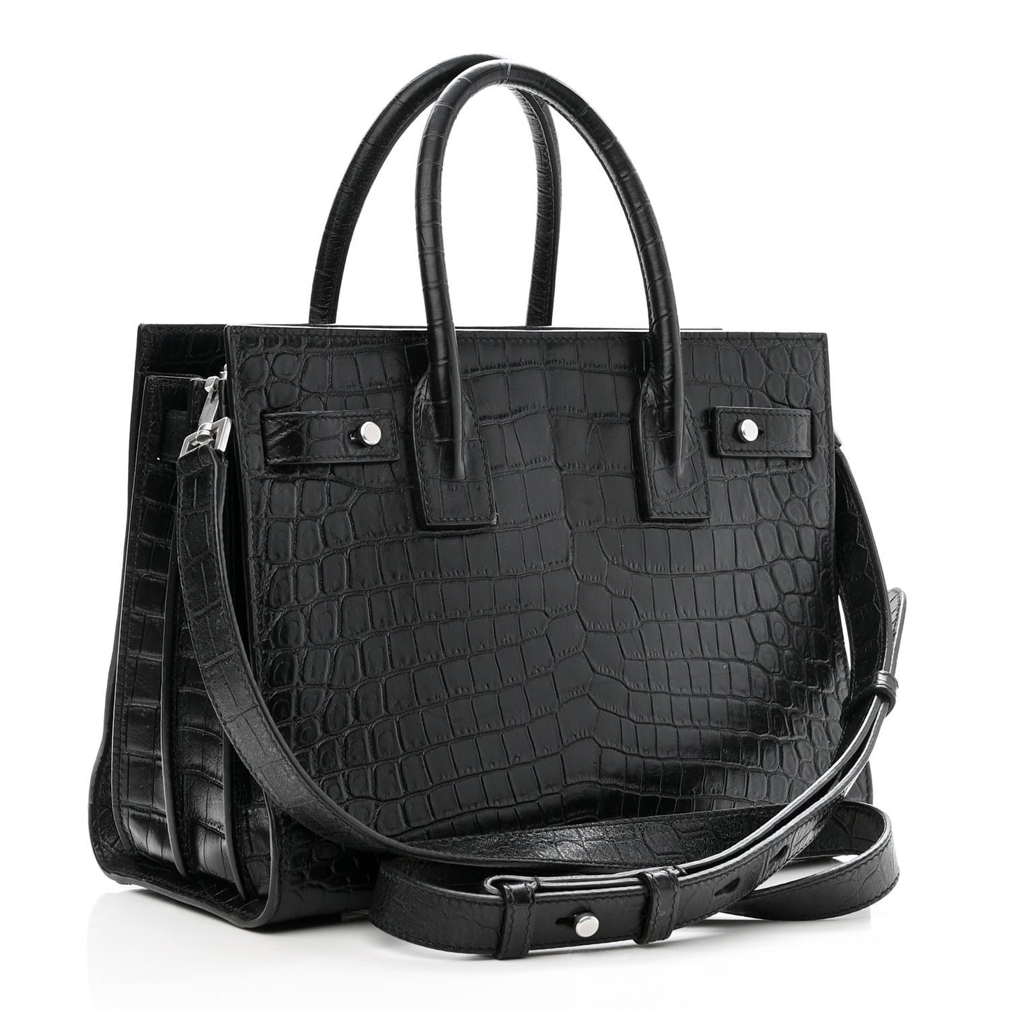 Calfskin Crocodile Embossed Baby Supple Sac De Jour Black