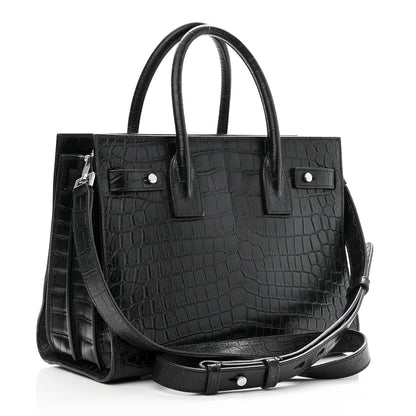 Saint Laurent Calfskin Crocodile Embossed Baby Supple Sac De Jour Black 3 of 10