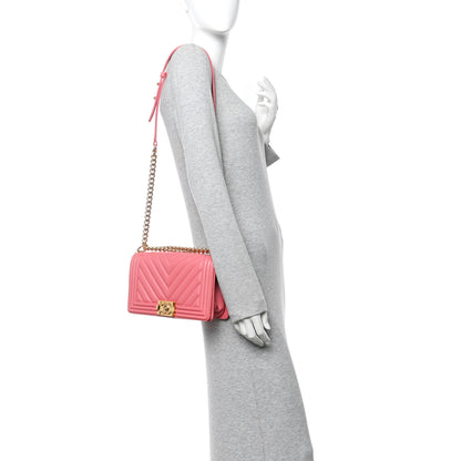 Chanel Lambskin Chevron Quilted Medium Boy Flap Pink 2 of 13