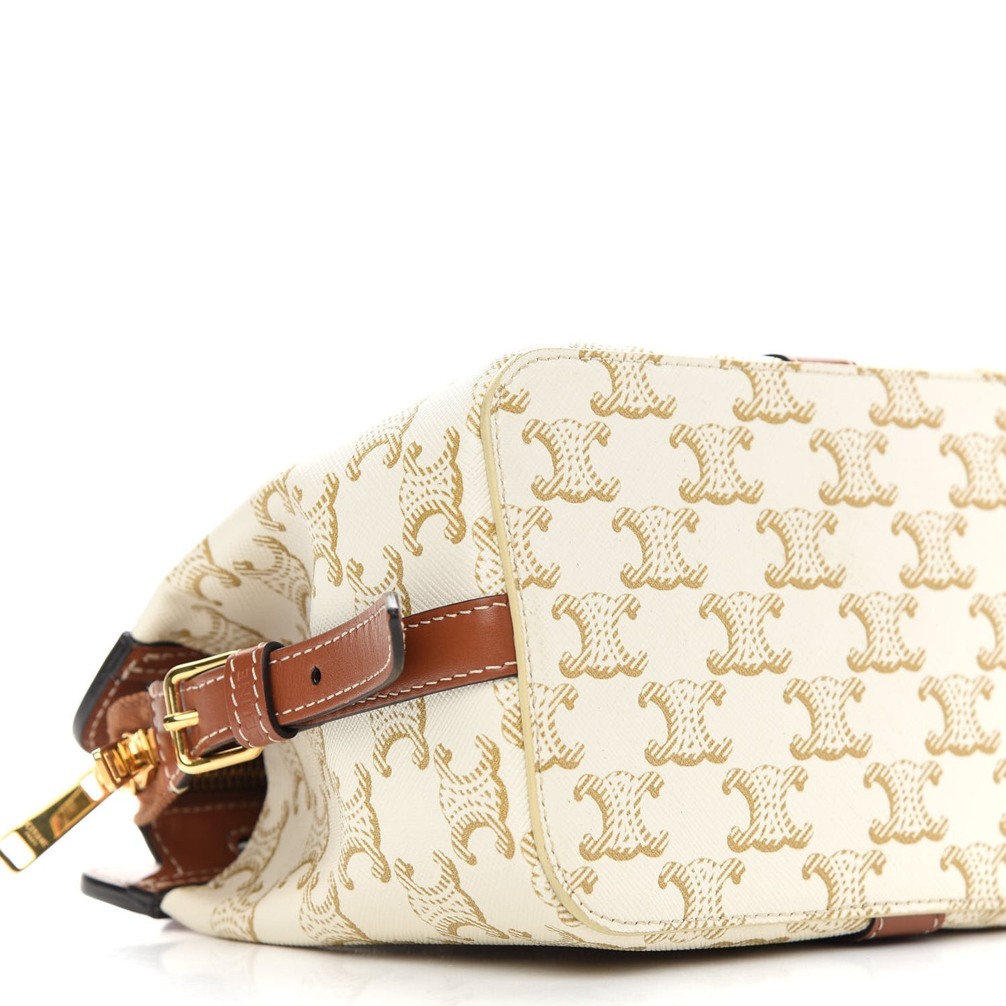 Calfskin Canvas Triomphe Teen Cabas De France White