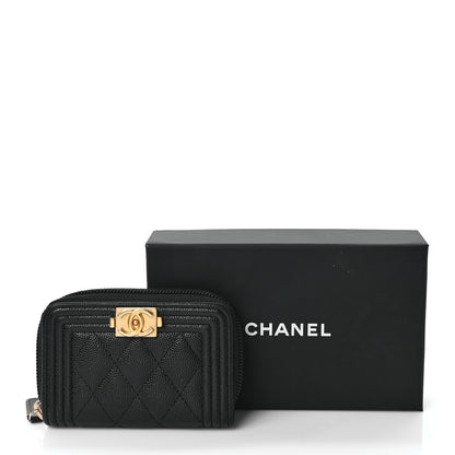 Chanel Caviar Quilted Boy Zip Around Coin Purse Wallet Black 8 of 8