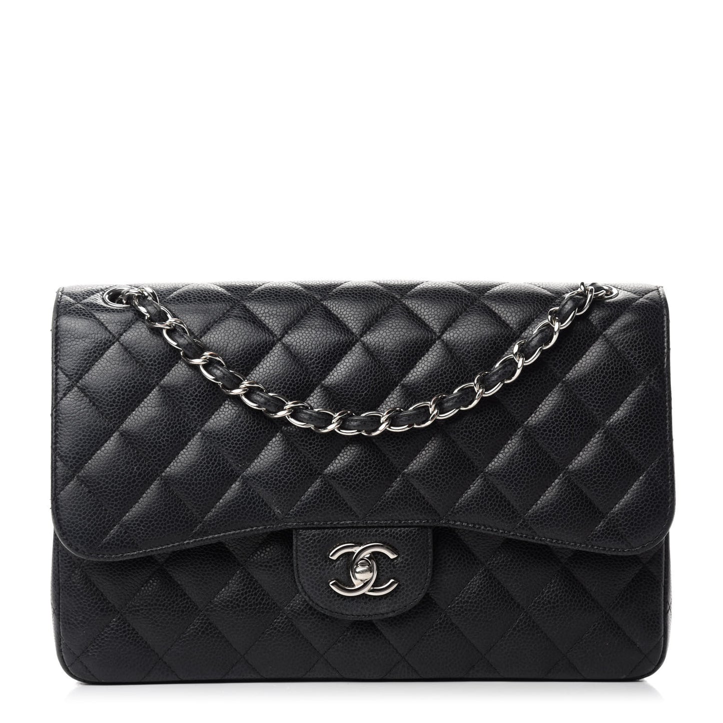 Caviar Quilted Jumbo Double Flap Black