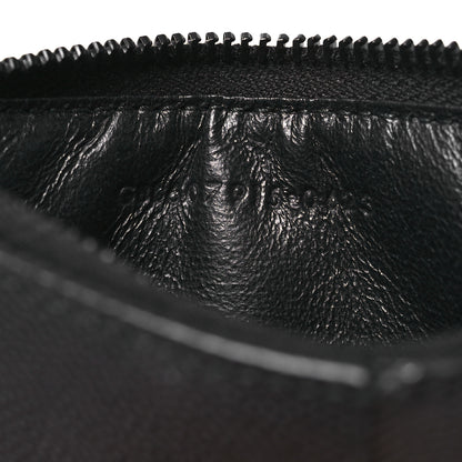 Saint Laurent Grain De Poudre Matelasse Chevron Monogram Fragments Zippered Card Case Black 7 of 8