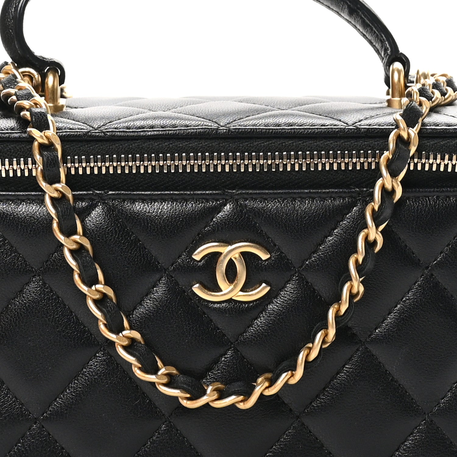 Chanel Lambskin Quilted Small Top Handle Vanity Case With Chain Black 8 of 10